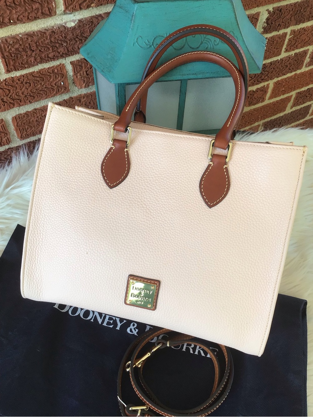 Dooney pebble leather satchel in blush pink